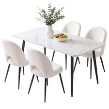 Artiss Dining Table and Chairs Set 5pcs Kitchen Furniture Marble White Dining & Kitchen Table price