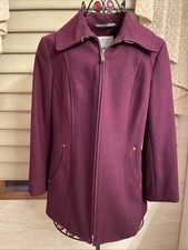 Nautica Women's Overcoat Maroon  Wool Blend Winter Coat Zip Front Lined Size Med Women's Overcoat price