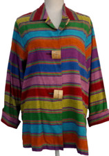 Vintage Norm Thompson Jacket Shacket Women's L Large Cotton Rainbow Striped BOHO Women's Jacket price