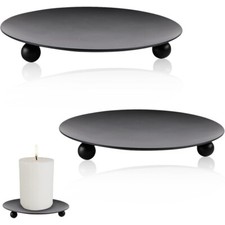 2Pcs Candle Holders for Pillar Candles Black Vintage 11cm Iron Candle Plate Tray Candle Holder price