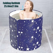 Foldable Portable Bathtub Water Tub Folding Adult Spa Bath Bucket 70x65cm Blue Bathtubs price