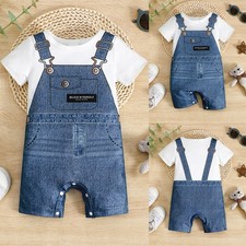 Newborn Baby Boys Printed Romper Bodysuit Jumpsuit Outfit Toddler Summer Clothes Baby Bodysuit price