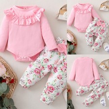 Infant Baby Girls Ruffle Romper Bodysuit Tops Floral Pants Clothes Set Outfit Baby Bodysuit price