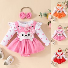 Newborn Baby Girl Ruffle Ribbed Bodysuit Romper Dress Headband Outfit Clothes Baby Bodysuit price