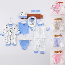 8PCS Newborn Baby Boys Girl Bodysuit Romper Pants Hat Scarf Outfits Clothes Set Baby Bodysuit price