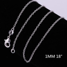 New 925 Sterling Silver Filled 1MM Rolo Link Necklace Chain 16 - 24" Wholesale Silver Necklace price