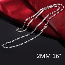 Wholesale 925 Sterling Silver Filled 2mm Classic Curb Chain Necklace For Pendant Silver Necklace price
