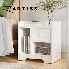 Artiss Bedside Table Drawer Nightstand Side End Table Storage Open Shelf White Nightstand price
