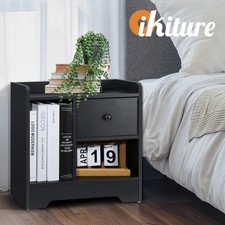 Oikiture Bedside Tables Side Table Nightstand Storage Drawer Shelf Bedroom Black Nightstand price