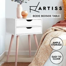 Artiss Bedside Table 2 Drawers Side Table Storage Cabinet Nightstand White BODIE Nightstand price