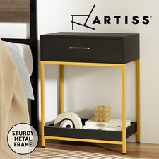 Artiss Bedside Table Drawers Side Table Shelf Storage Nightstand Black MASON Nightstand price