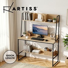 Artiss Computer Desk Bookshelf Storage Home Office Study Table 100CM Oak Office Computer Desk price