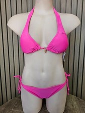 Cherry Lane Ladies 2 Piece Plain Bikini Swimwear Set sizes 12 14 Colour Pink Bikini price