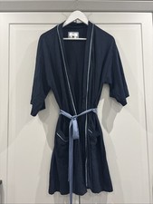 Size Small FatFace Sleepwear Dressing Gown Robe Navy With Contrast Trim Tie Dressing Gown price