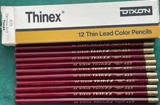 Vtg NOS 10 in Original Box Dixon Thinex Carmine Red 425 Color Thin Lead Pencils Pencil Lead (Thin) price