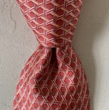 AKARU 100% Silk NeckTie Red Latticework Pattern Made In France Tie price