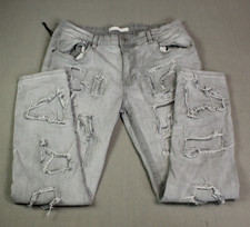 KDNK Men’s Distressed Stacked Jeans Size 40 Gray Ripped Grunge Denim Pants Men's Jeans / Denim Trousers price