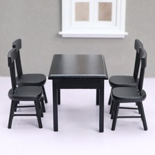 1:12 Scale Dollhouse Miniature Modern Black Dining Room Table Chairs Furniture Dining Room Set / Set price