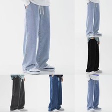 Loose Fit Men's Straight Leg Jeans with Elastic Waist and Drawstring Pants M-4XL Men's Trousers price