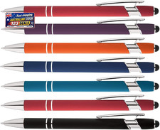 Rainbow Rubberized Soft Touch Ballpoint Pen with Stylus Tip a Stylish, Premium M Ballpoint Pen price