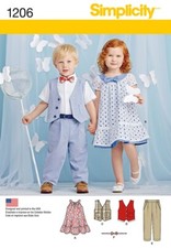 Simplicity Sewing Pattern 1206 Girls Boys ½-4 Dress Pants Vest & Bow Tie Baby Trousers price