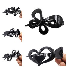 2 Black Elegant Hair Clips - 105mm Large Plastic Butterly Duckbill Barrettes Hair Clips, Headbands & Hair Bands price