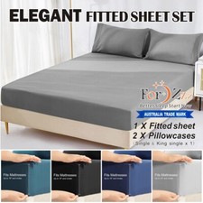 ForZzz 2200TC Soft Fitted Sheet Set Super King Single Double Queen Bed (No Flat) Bed Sheet price