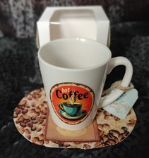 Giftware Coffee Mug & Fabric Coaster Novelty Gift Set Box Ceramic Drink Cup Giftware price