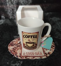 Giftware Coffee Mug & Fabric Coaster Novelty Gift Set Box Ceramic Drink Cup Giftware price
