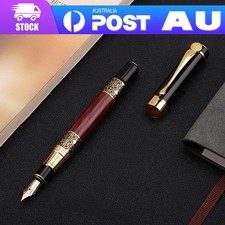 NEW Luxury Fountain Vintage Gold GP Burgundy Black Fountain Pen Fine Med Nib * Fountain Pen price