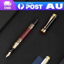 NEW Luxury Fountain Vintage Gold GP Burgundy Black Fountain Pen Fine Med Nib S Fountain Pen price
