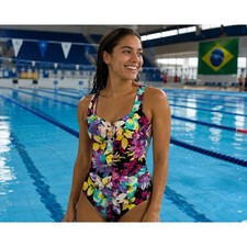 Azul One Piece Swimsuit Women 10 Black Floral Excellent Ruched Tropical 5JLAC20M Beachwear price