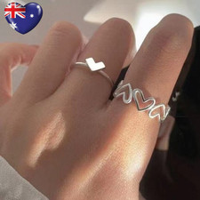 Fashion Silver Cute Heart Adjustable Ring Wedding Party Women Jewelry Gift AU Fashion Ring price