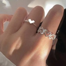 Fashion Silver Cute Heart Adjustable Ring Wedding Party Women Jewelry Gift AU~ Fashion Ring price