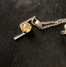 NECKLACE: UNIQUE ORANGE / YELLOW COLOURED STONE ON SILVER 925 PENDANT Coloured Stone Necklace price