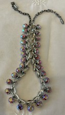 VINTAGE RHINESTONE/ DIAMONTE NECKLACE RAINBOW COLOURED STONES UNSIGNED Coloured Stone Necklace price