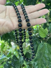 Vintage BLACK & GOLD Colored LUCITE Beaded Necklace - Matinee Length Coloured Stone Necklace price