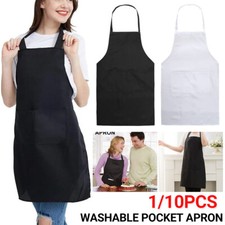 1-10x Plain Apron Bib Washable Pocket Waiter Chef Kitchen Cooking Craft Butcher Kitchen Apron price