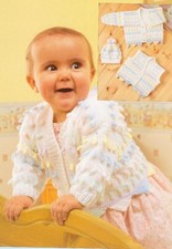 Cardigan waistcoat hat knitting pattern copy 4 ply newborn to 2 years Baby Waistcoat price