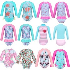 Kids Girls Summer Swimsuit Rash Guard Costume Swimwear Long Sleeves Beachwear Girls' Beachwear price