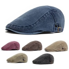 Men Flat Cap Washed Newsboy Gatsby Retro Denim Beret Driving Hat Outdoor Casual Men's Hats price