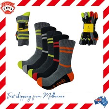 MENS THICK COTTON WORK SOCKS TRADIE Heavy Duty Boot Cushion BLACK GREY Men's Sock price