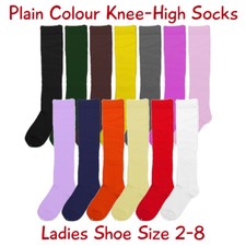 Cotton Knee-High School Socks, Plain Colours, 4 Sizes, Kids 5-8 up to Ladies 2-8 Knee-High Socks / Tights price