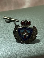 Everyman’s League Service Crown Crest Shield Tie Pin w/ Chain & T-Bar Tie Pin price