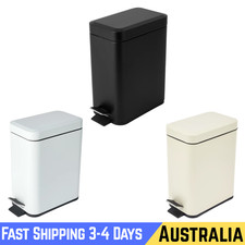 5L Slim Line Pedal Bin Bathroom Trash Can Waste Basket Black White Sand Rubbish Bins price