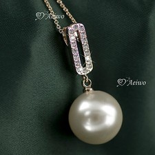 18K GOLD FILLED MADE WITH SWAROVSKI CRYSTAL NECKLACE WHITE PEARL PENDANT Swarovski Necklace price