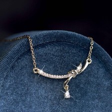18k gold gp made with swarovski crystal bar knot pendant fashion necklace SMALL Swarovski Necklace price