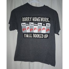 Hybrid Gray Gamer “Sorry Homework, I’m All Booked Up” Tee |  L 10-12 Boys' Shirt price