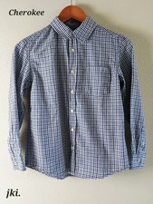 Cherokee Boys Checkered Blue Long-Sleeve Collared Shirt Boys' Shirt price