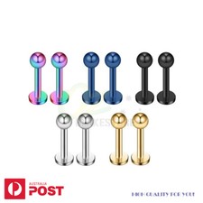 2-10pcs Labret Surgical Steel Lip Bar Piercing Bar Ear Helix Body Jewellery Gold & Silver Piercing price